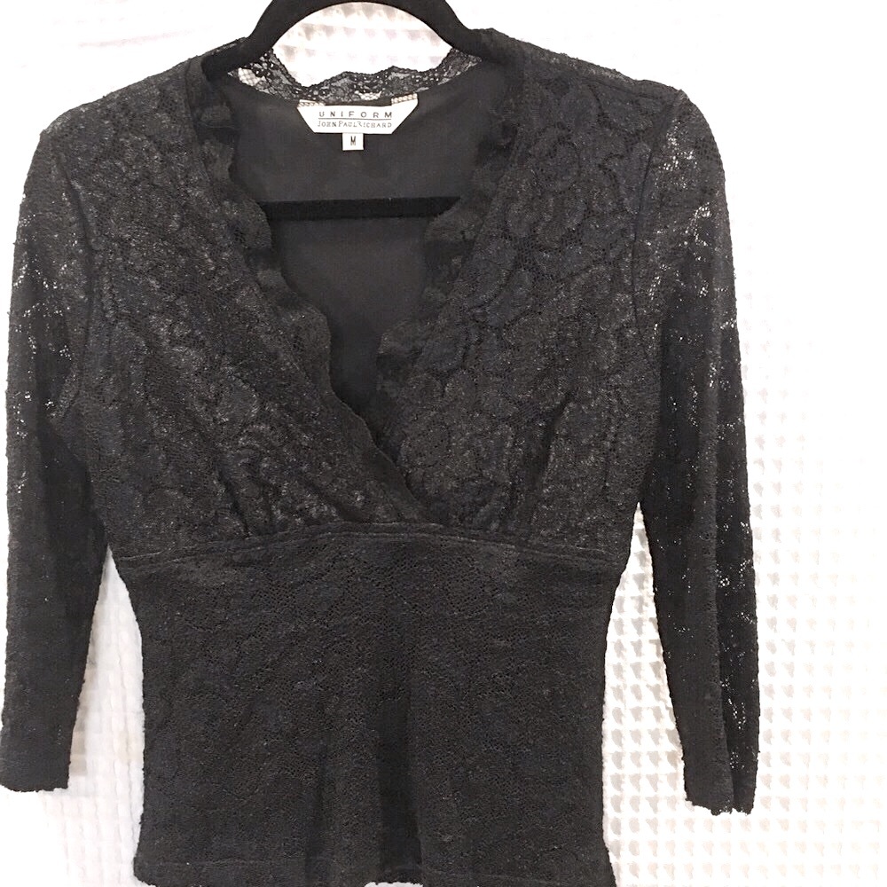 Brand New scallop V neck  lace top.